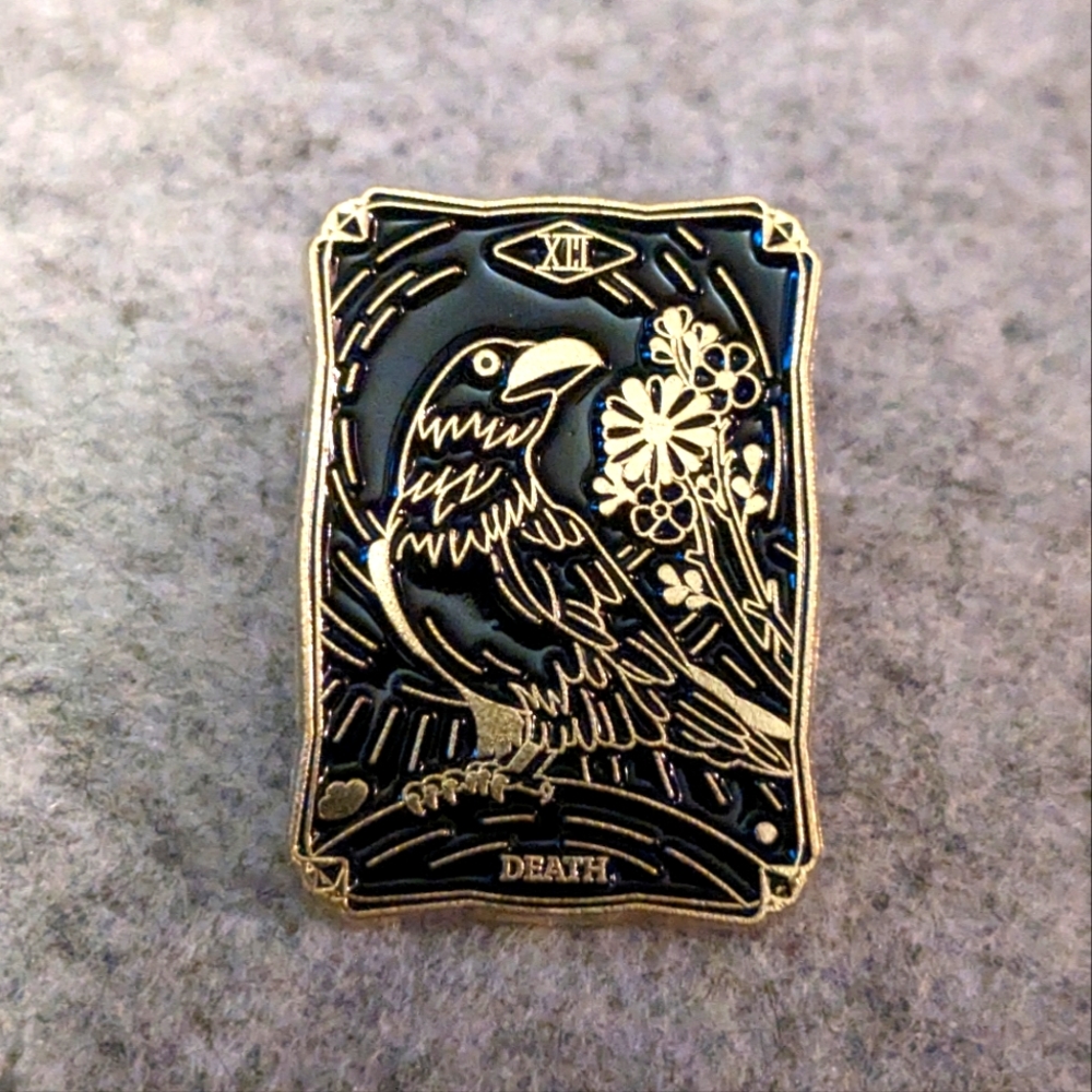 Crow / Raven Tarot Card Pin - Death - Major Arcana XIII